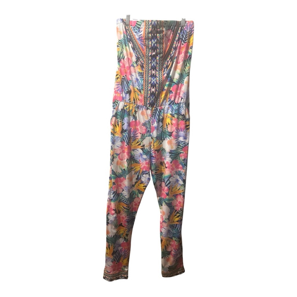 La Blanca Pink and Yellow Floral Jumpsuit Strapless